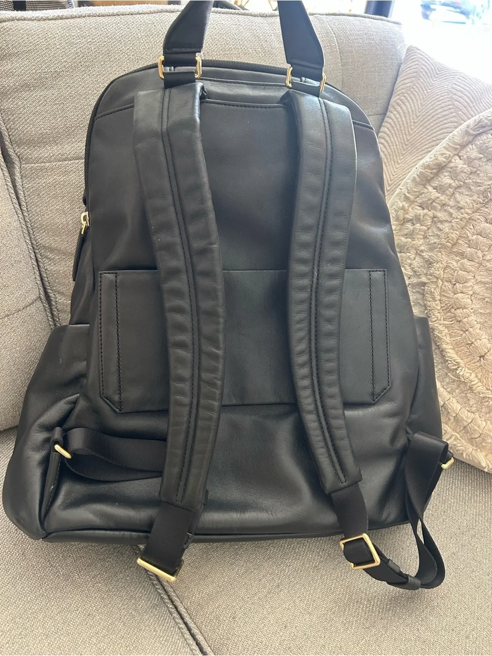 Tumi Black Leather Interior ID Patch with Gold Logo
